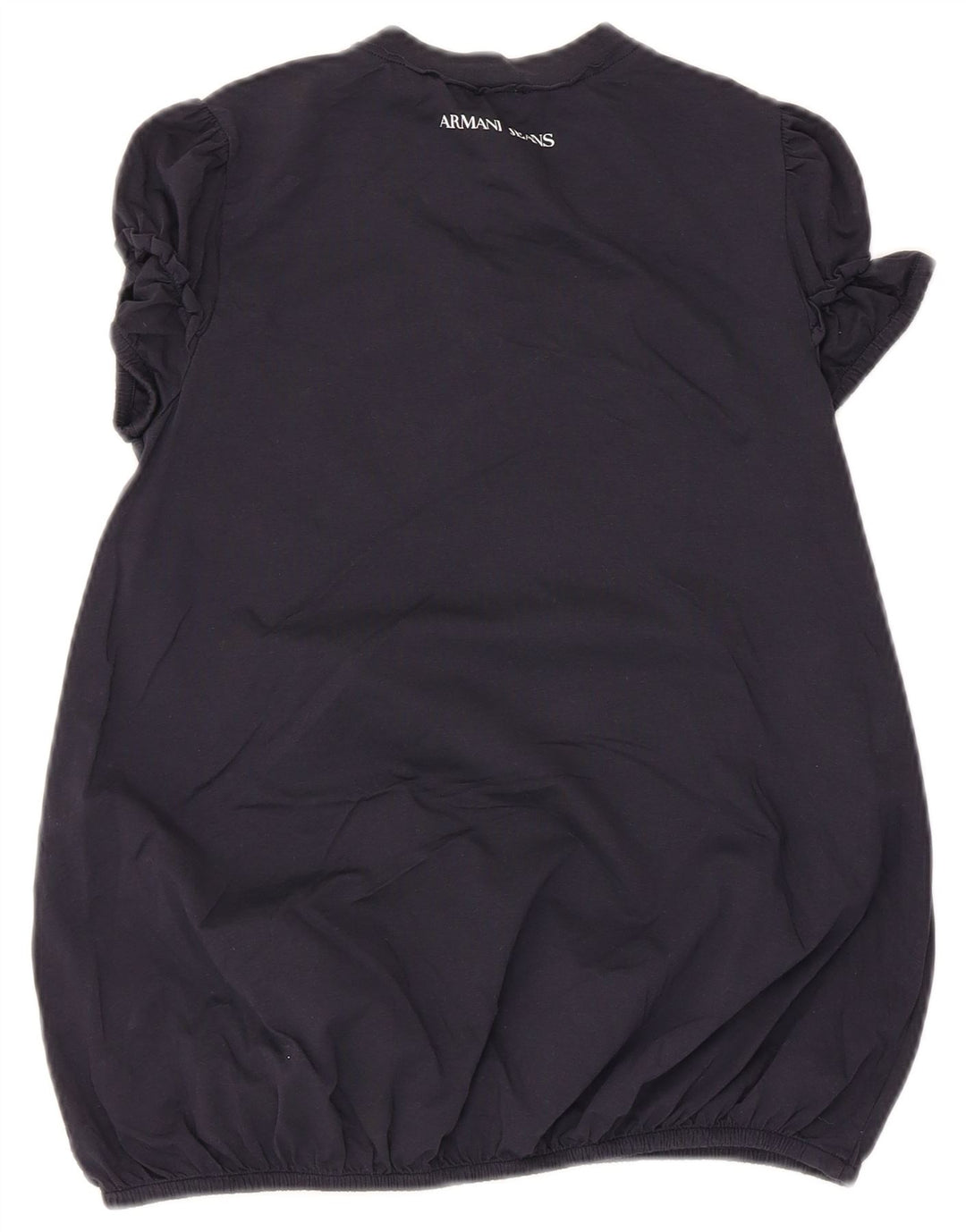Blusa gráfica feminina Armani Top EU 34 2XS azul marinho algodão