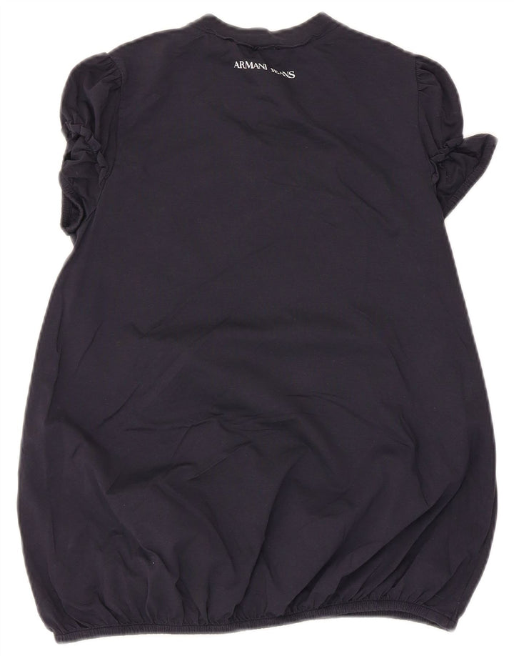 Blusa gráfica feminina Armani Top EU 34 2XS azul marinho algodão