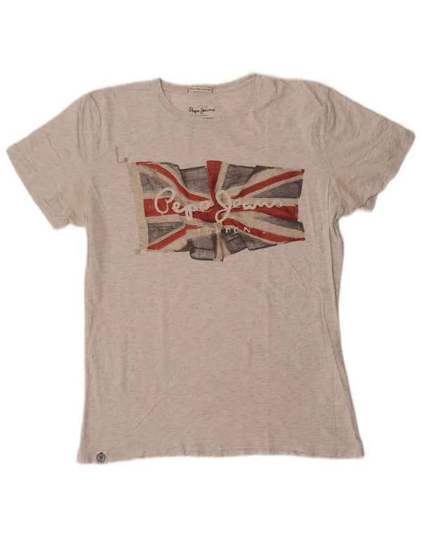 Camiseta masculina PEPE Jeans com ajuste regular gráfico top médio cinza algodão