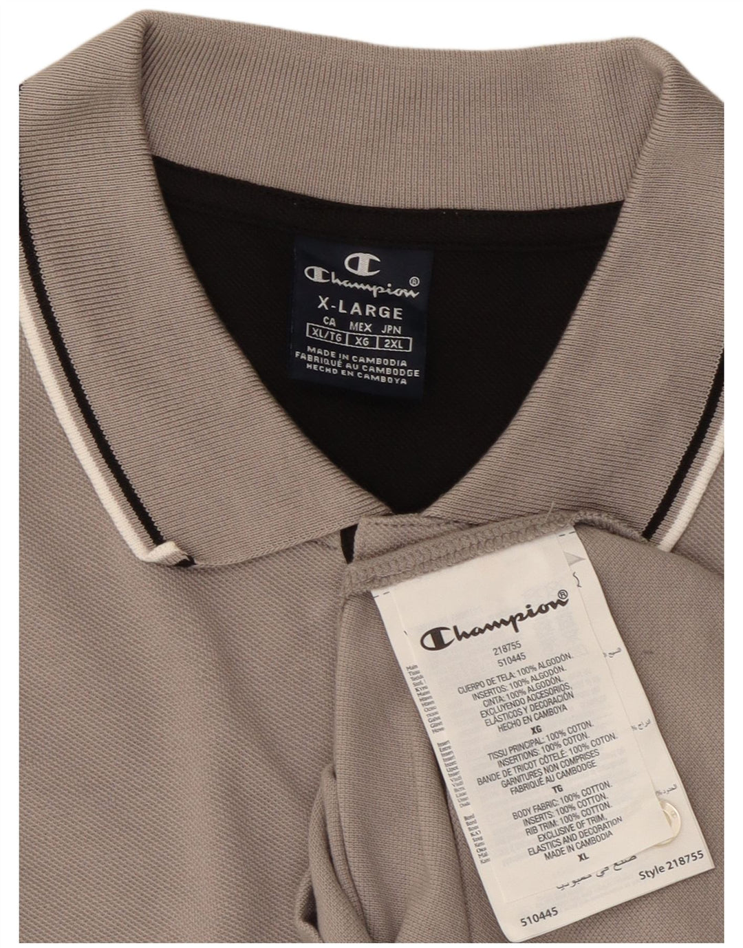 Camisa polo masculina CHAMPION XL cinza algodão