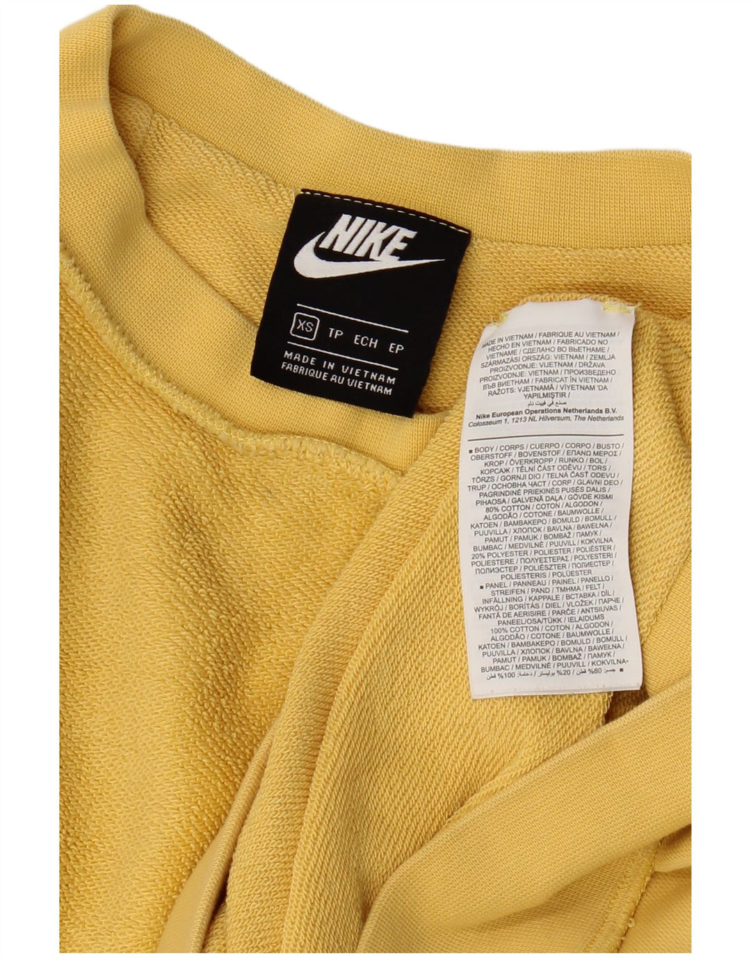 NIKE Mens Loose Fit Moletom Jumper XS Algodão Amarelo
