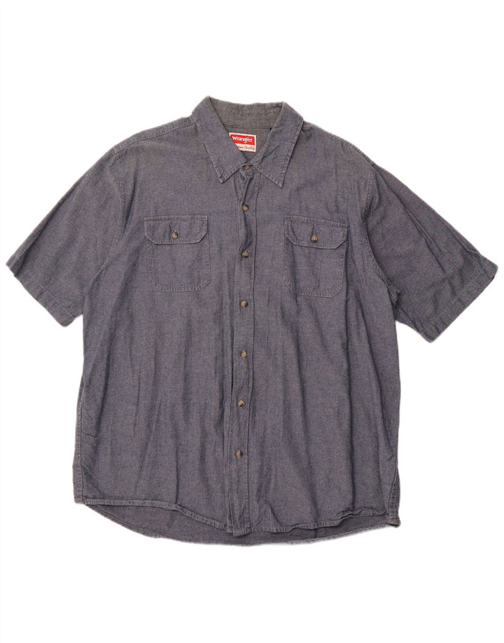 Camisa masculina de manga curta WRANGLER 2XL algodão azul