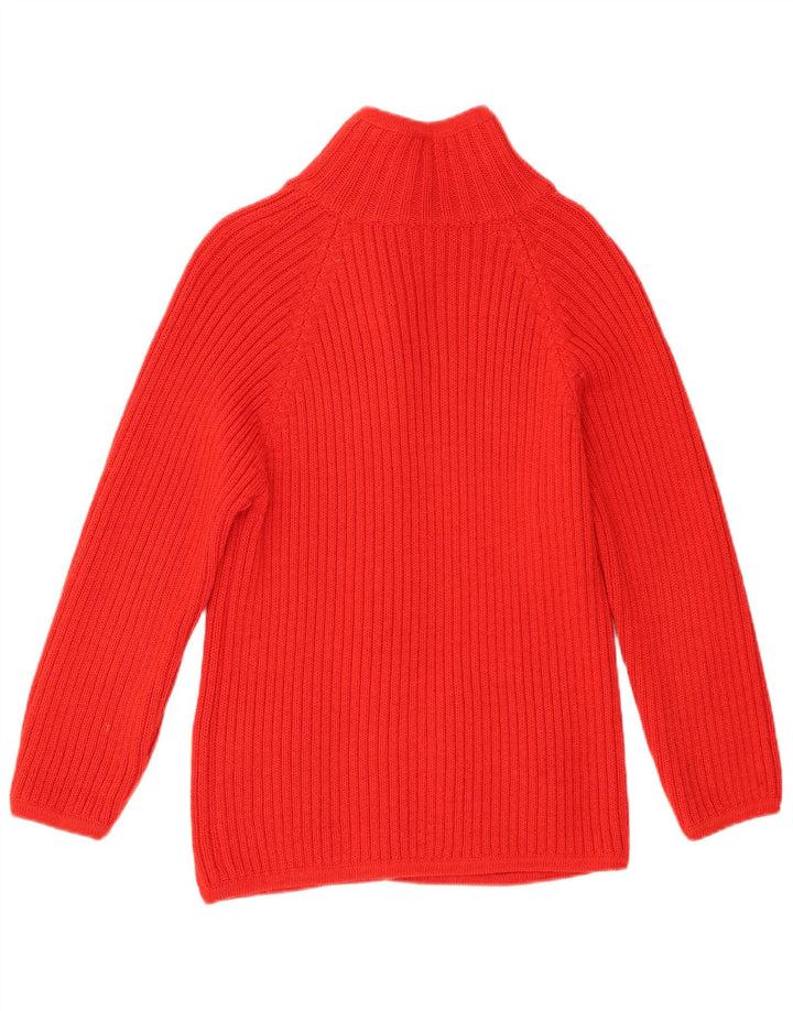 Suéter cardigã feminino vintage Reino Unido 10 lã vermelha pequena
