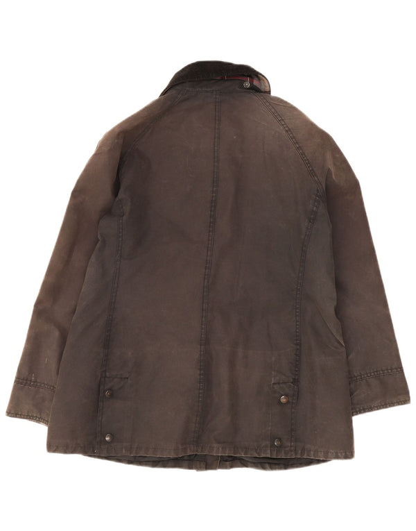 Jaqueta feminina de algodão encerado Barbour UK 14 grande cinza