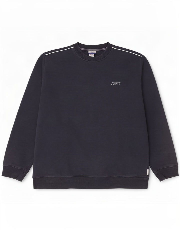 Reebok moletom masculino jumper grande algodão azul marinho
