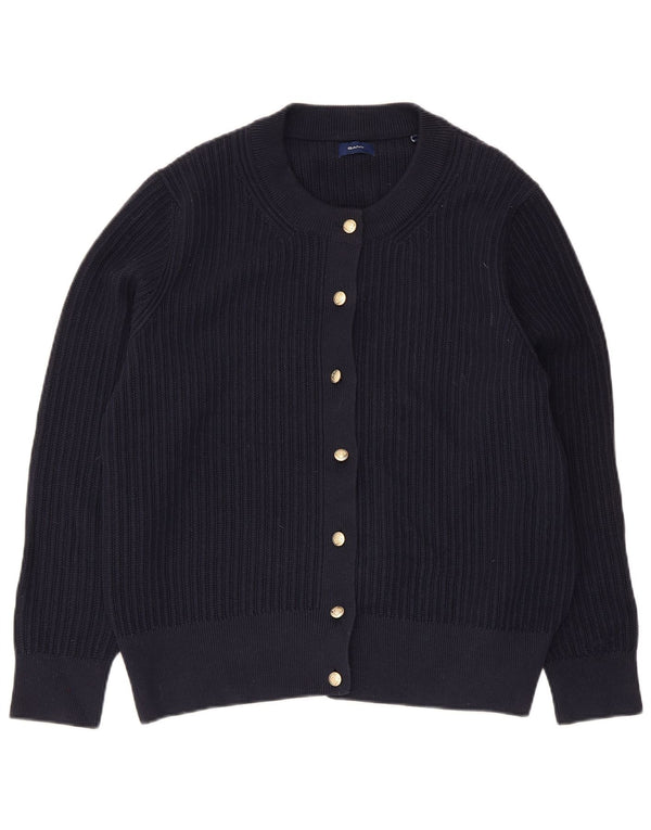 Suéter cardigã feminino Gant UK 18 XL algodão azul marinho