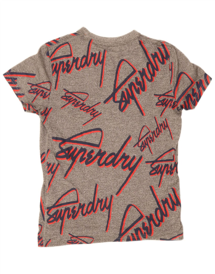 Superdry camiseta masculina gráfica top pequeno algodão manchado cinza