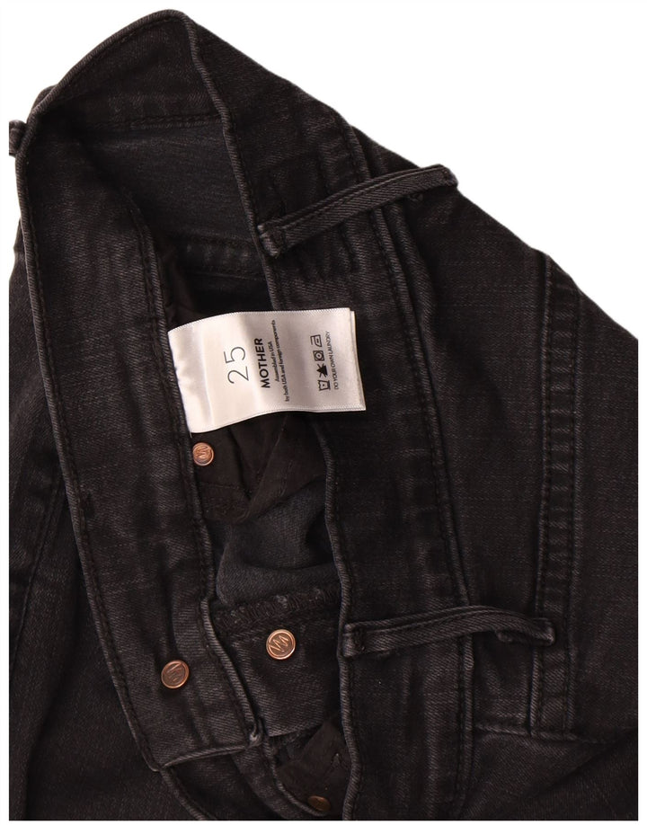 Jeans Slim Mãe Feminina W25 L27 Algodão Preto