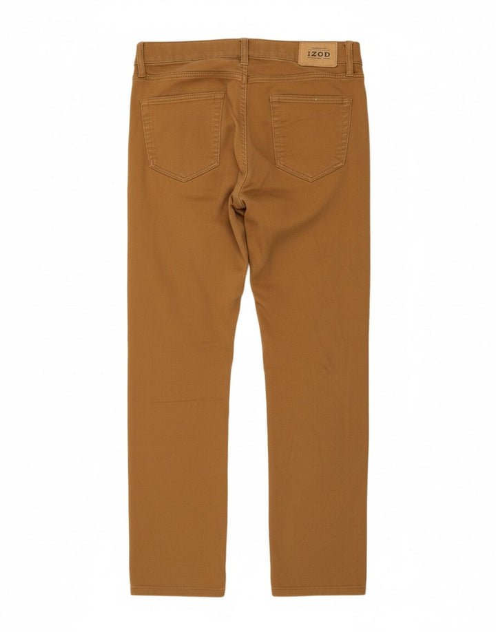 Calça masculina IZOD regular fit reta casual W32 L34 algodão bege