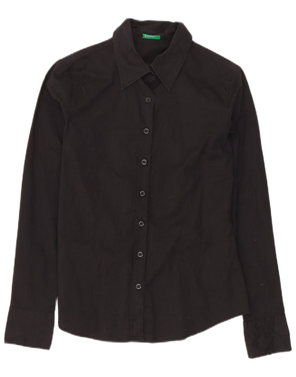Camisa Benetton Mulher UK 6 XS Algodão Preto