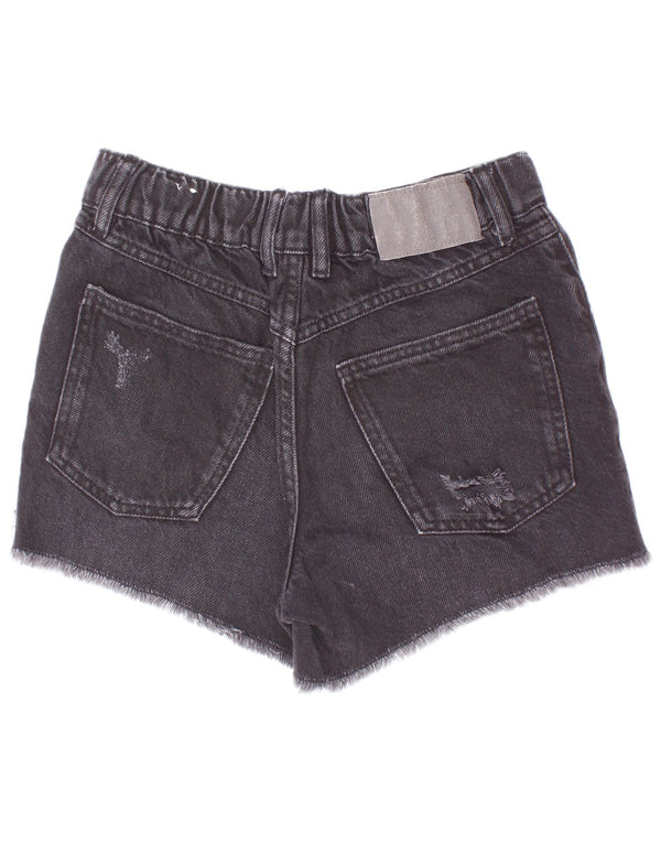 Zara Girls Shorts jeans desgastados 11-12 anos W24 algodão cinza
