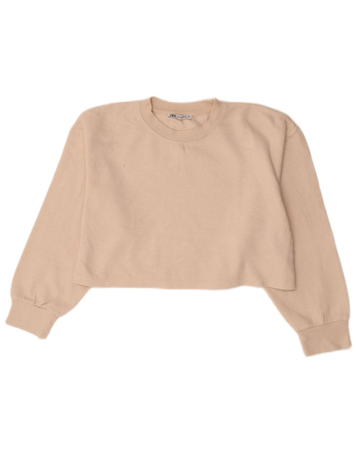 Moletom Zara feminino cropped UK 14 médio off white algodão