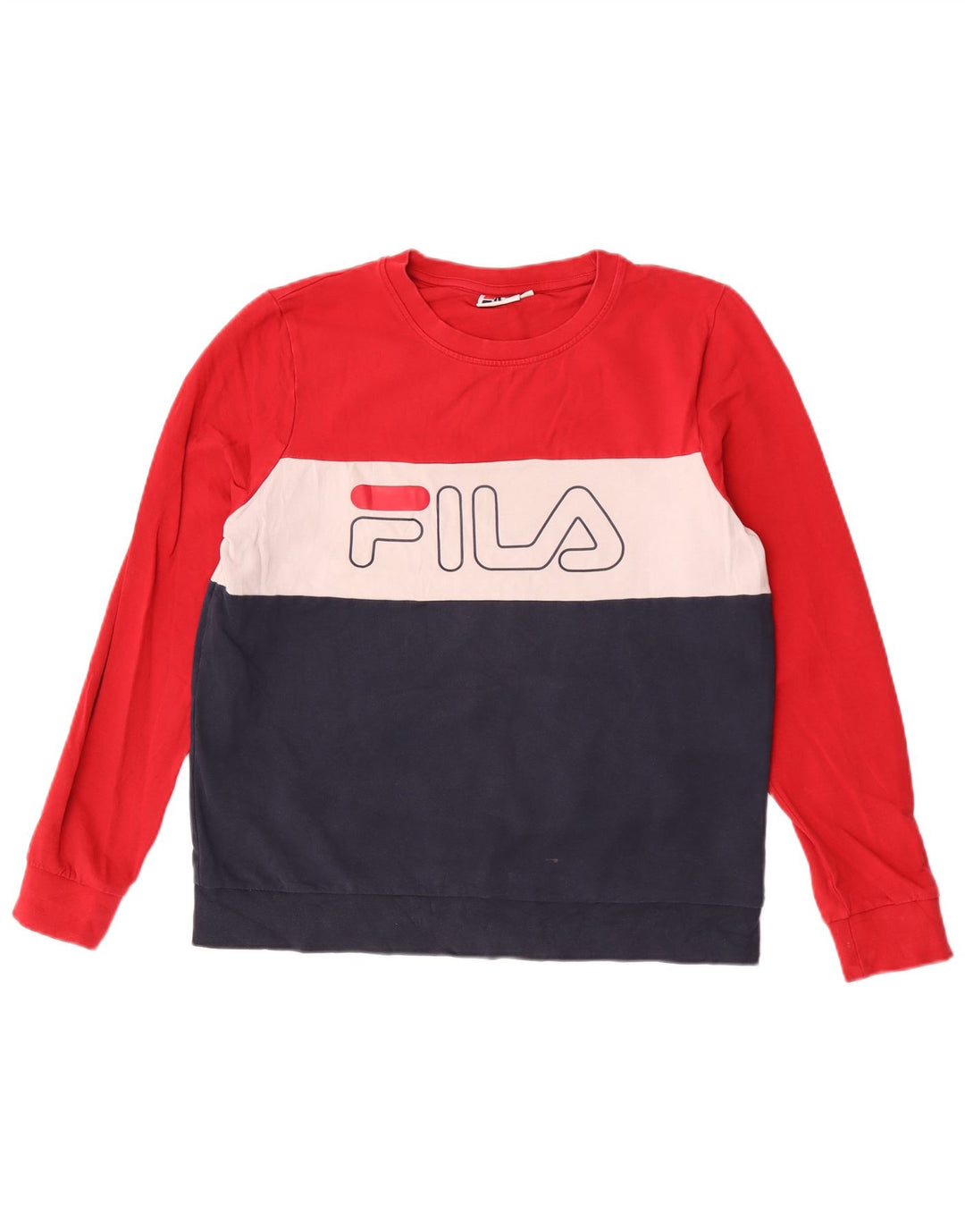 Fila moletom gráfico feminino jumper UK 16 grande bloco colorido multicolorido