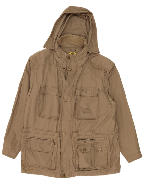 Jaqueta utilitária masculina com capuz Camel Active IT 55 2XL algodão cáqui