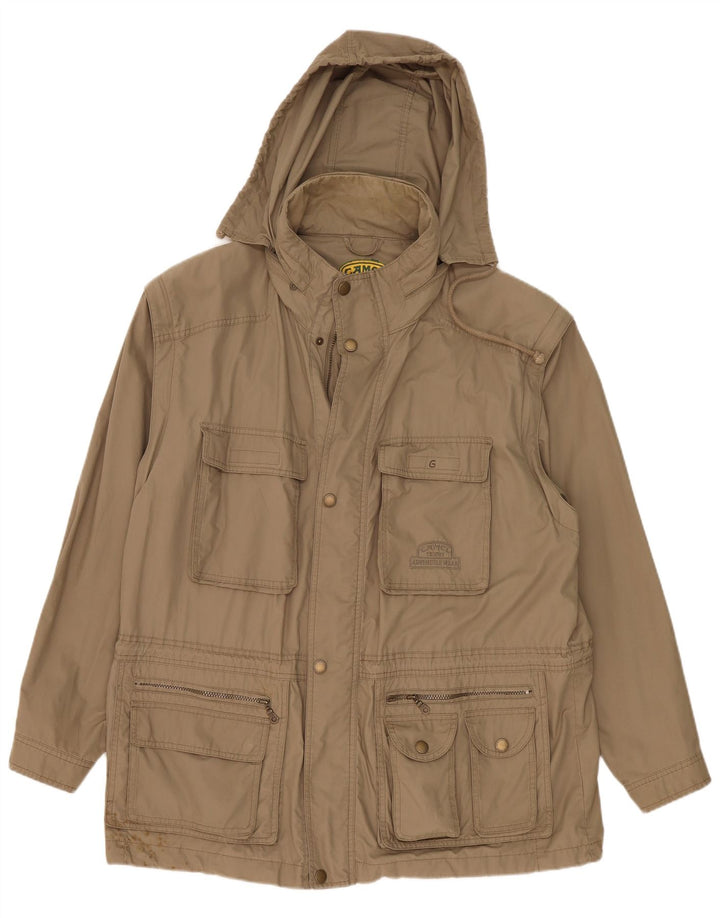 Jaqueta utilitária masculina com capuz Camel Active IT 55 2XL algodão cáqui
