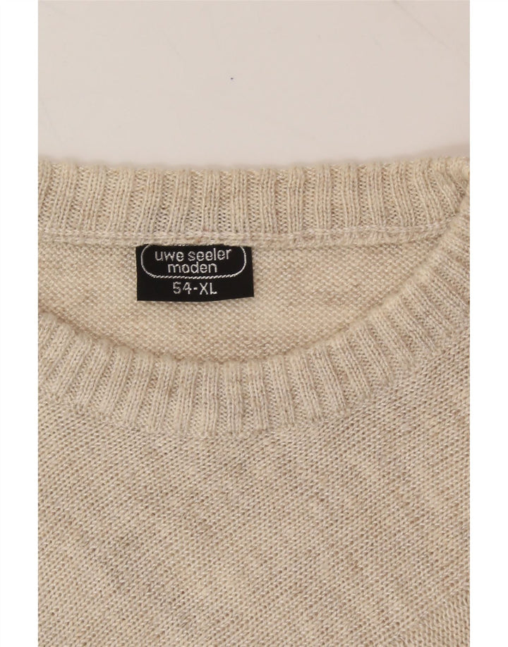 VINTAGE Mens Boat Neck Jumper Sweater IT 54 XL Beige Acrylic Vintage Vintage and Second-Hand Vintage from Messina Hembry 