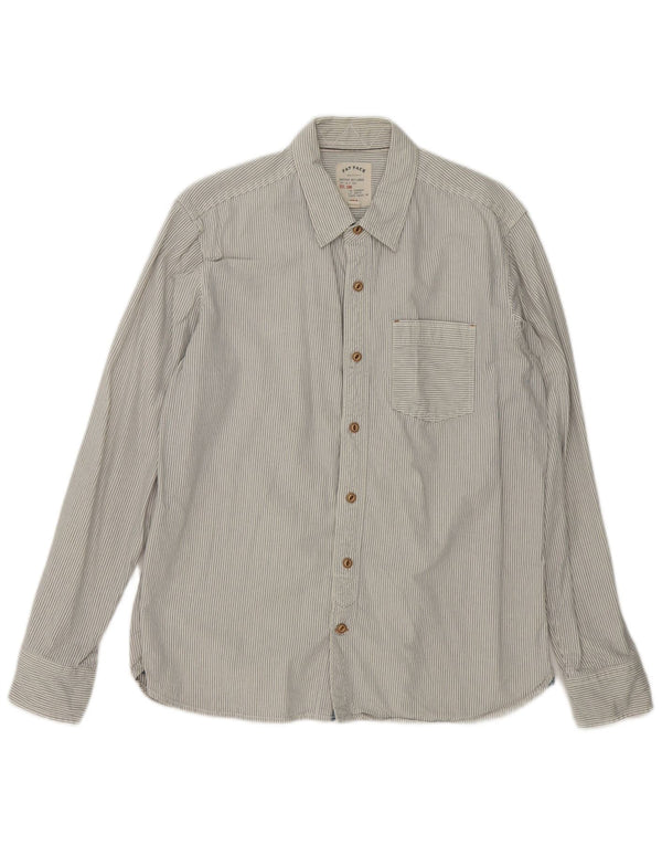 Camisa masculina Fat Face de algodão listrado branco médio