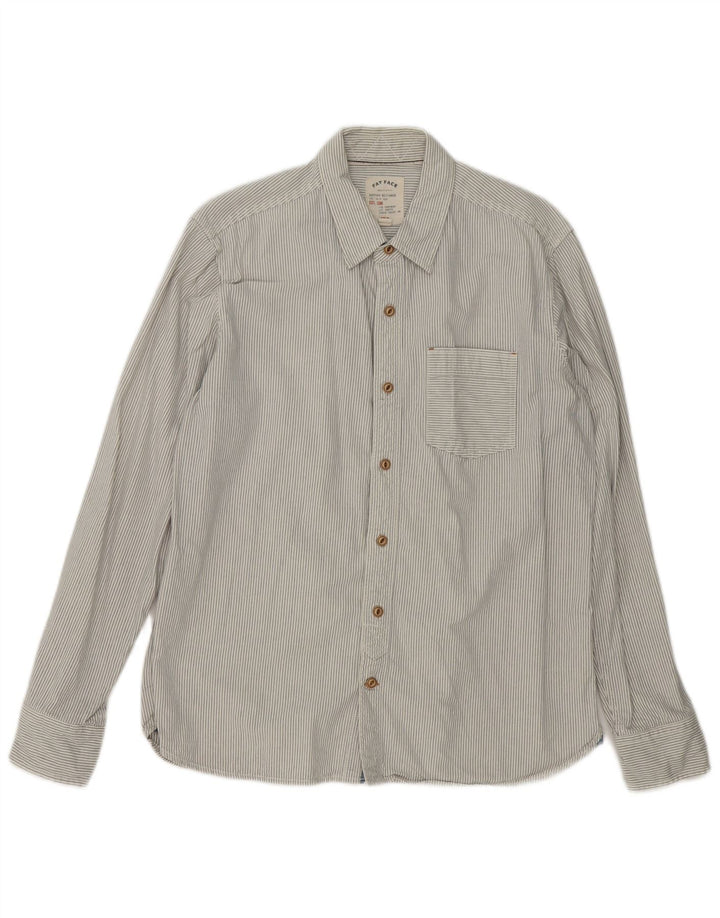 Camisa masculina Fat Face de algodão listrado branco médio