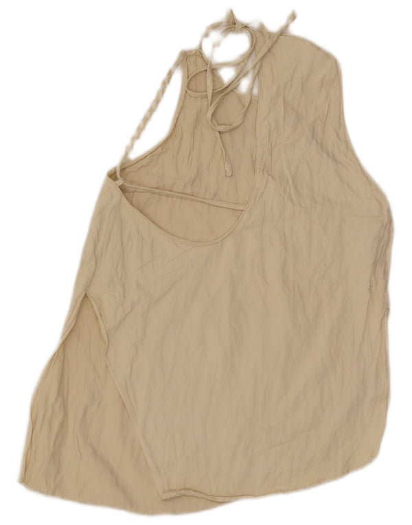 Zara Womens Halter Top UK 10 Pequeno Off White Viscose