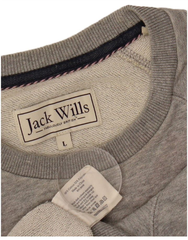 JACK WILLS Suéter gráfico masculino grande algodão cinza