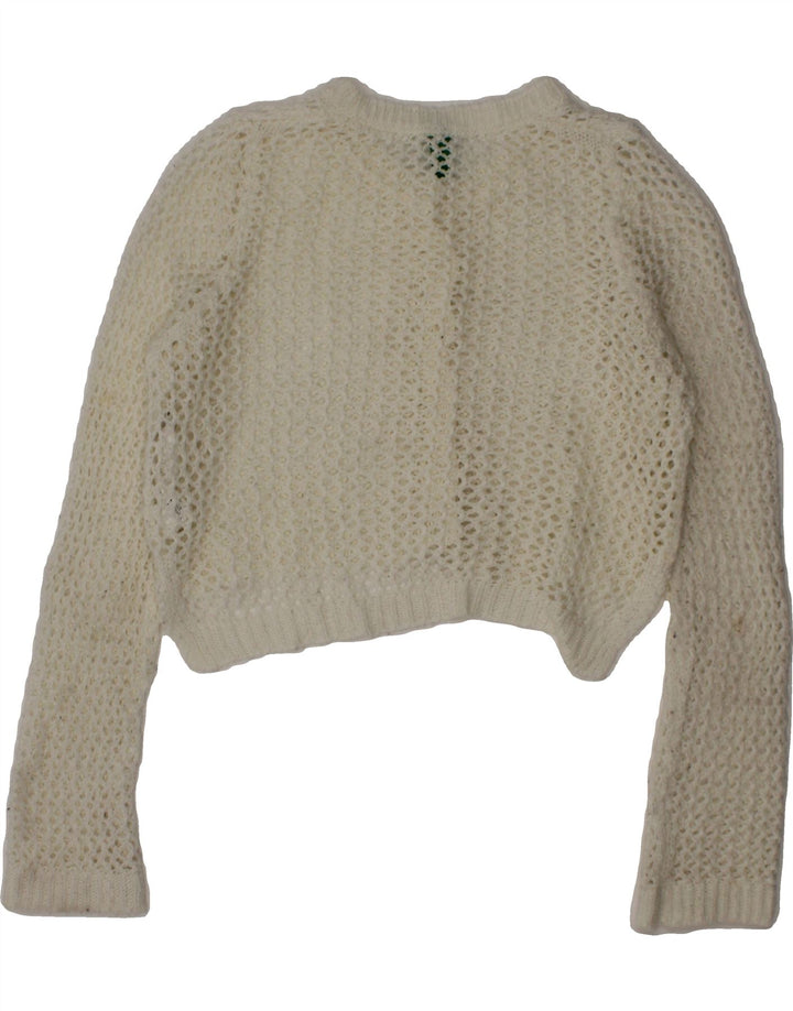 BENETTON Girls Crop Cardigan Sweater 5-6 Years White Vintage Benetton and Second-Hand Benetton from Messina Hembry 