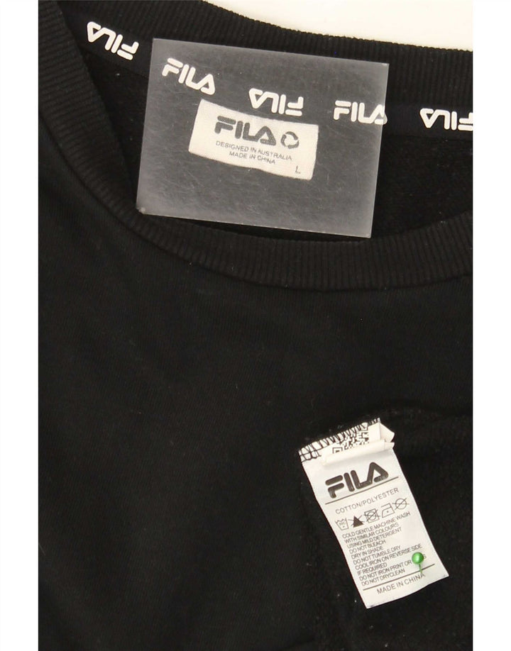 Fila moletom masculino jumper grande algodão preto