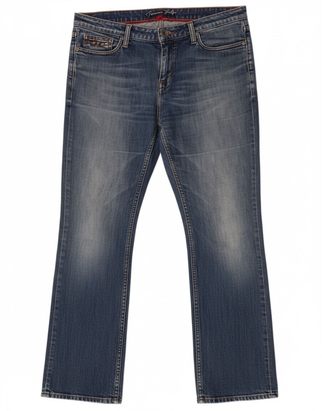 Jeans retos femininos Tommy Hilfiger W32 L30 algodão azul