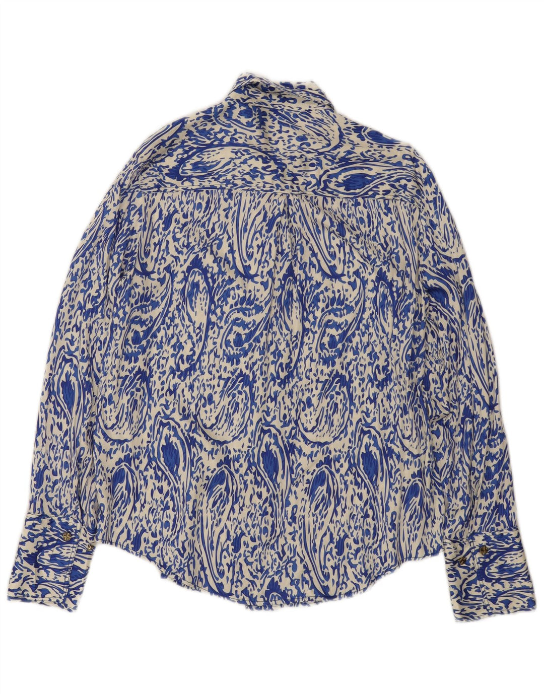 Camisa feminina folgada Zara Reino Unido 10 pequena azul paisley