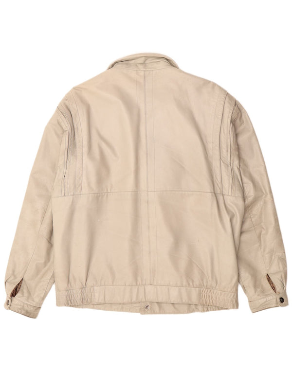 Jaqueta de couro masculina vintage EU 54 2XL Couro cinza