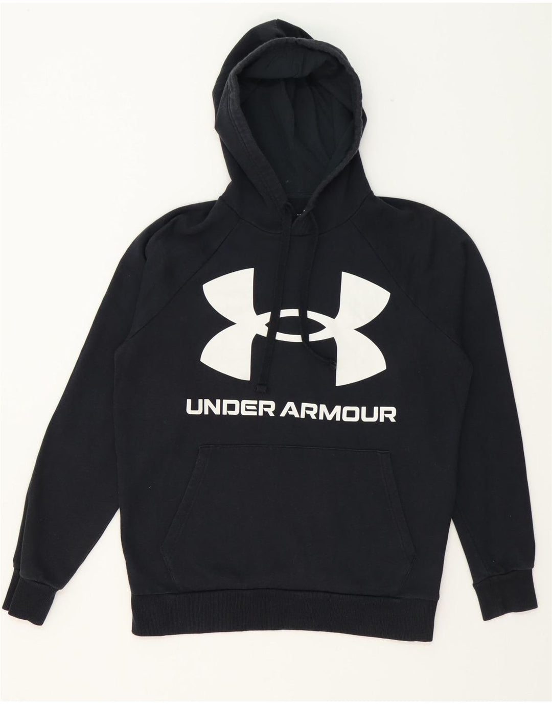 UNDER ARMOUR Mens Graphic Hoodie Jumper Small Black Cotton Vintage Under Armour and Second-Hand Under Armour from Messina Hembry 