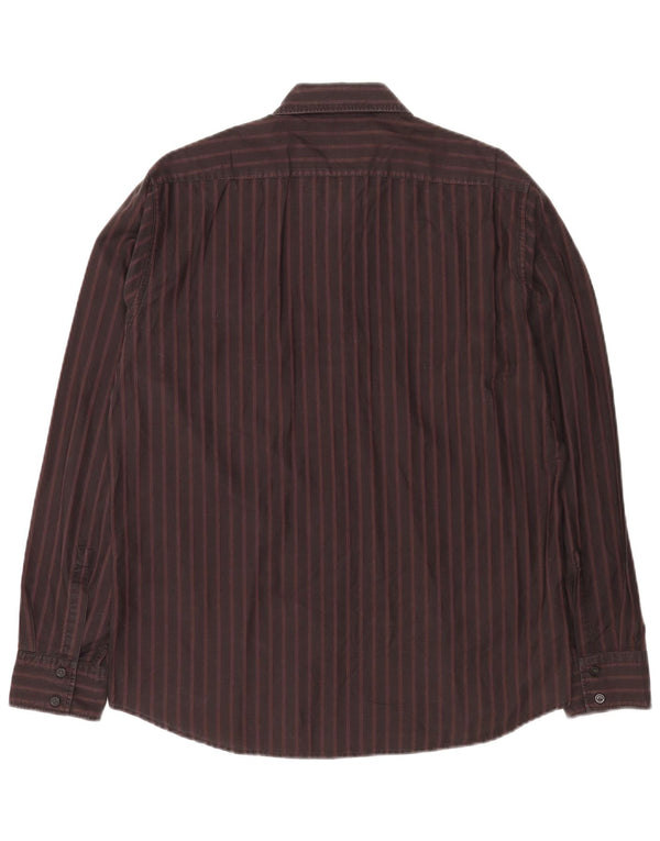 Camisa masculina Hugo Boss Regular Fit grande algodão listrado Borgonha