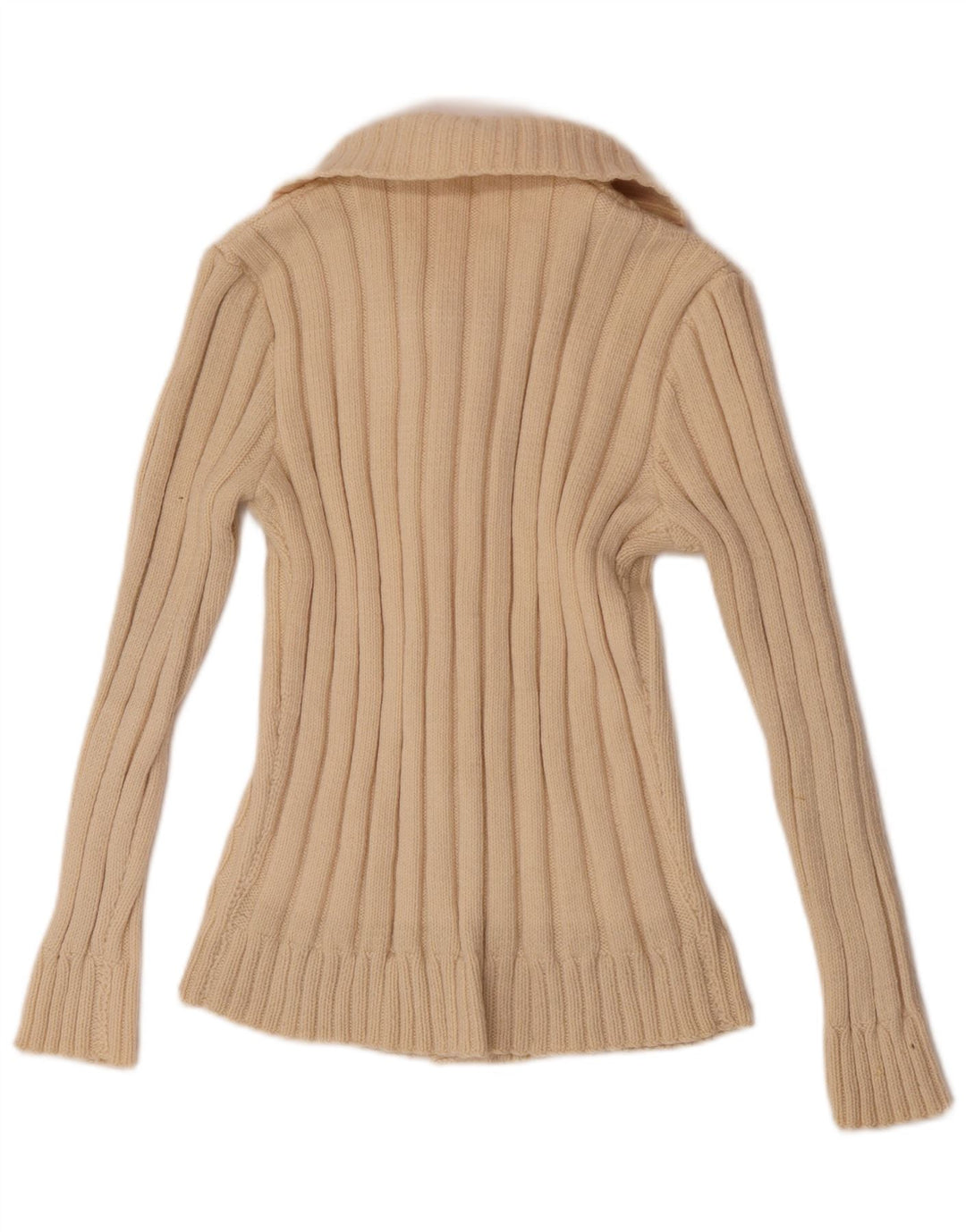 Suéter cardigã feminino vintage Reino Unido 8 pequeno branco