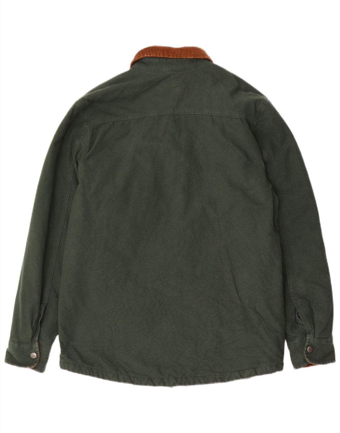 Camisa masculina de lenhador Lands End Reino Unido 36 algodão colorblock cáqui pequeno