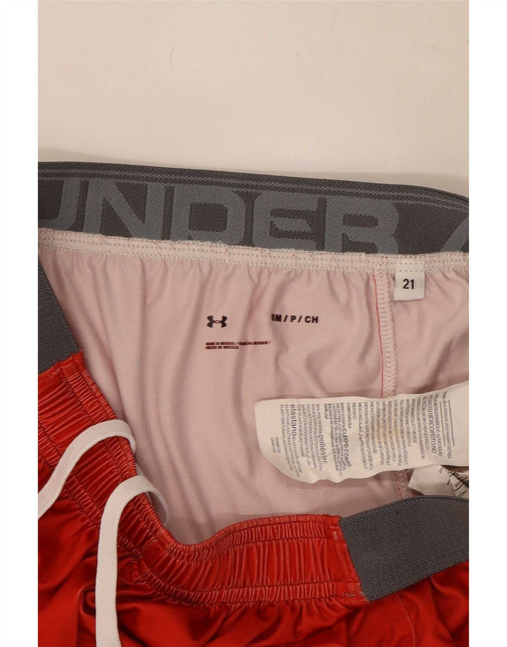 Under Armour Womens Sport Shorts UK 10 Pequeno Poliéster Colorblock Vermelho