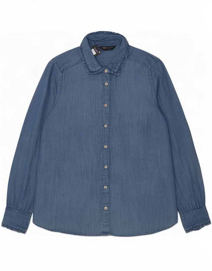 Camisa jeans feminina Marks & Spencer Reino Unido 16 grande azul Lyocell