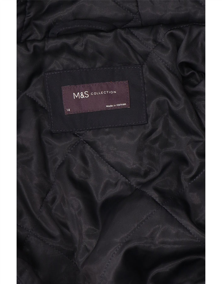 Casaco corta-vento feminino com capuz Marks & Spencer Reino Unido 14 médio azul marinho
