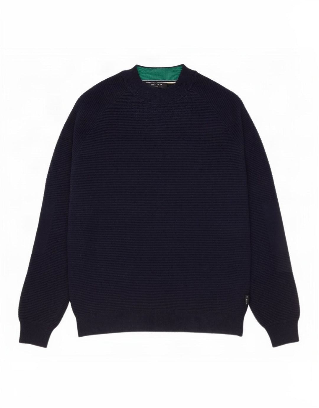 Suéter masculino Ted Baker com gola tartaruga, tamanho 3, algodão azul marinho médio