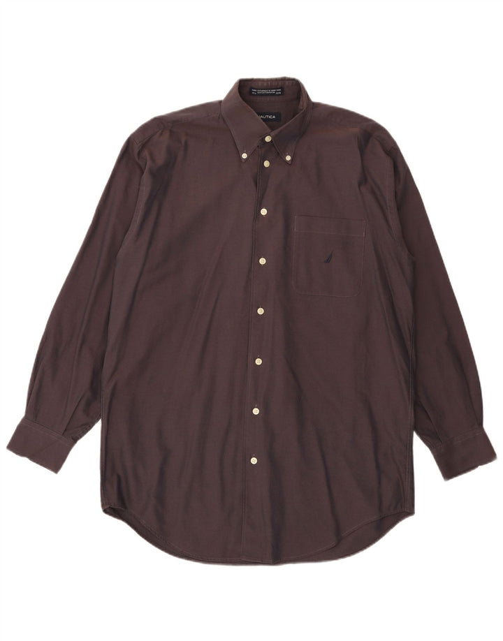 Camisa masculina Nautica tamanho 15 1/2 algodão cinza médio