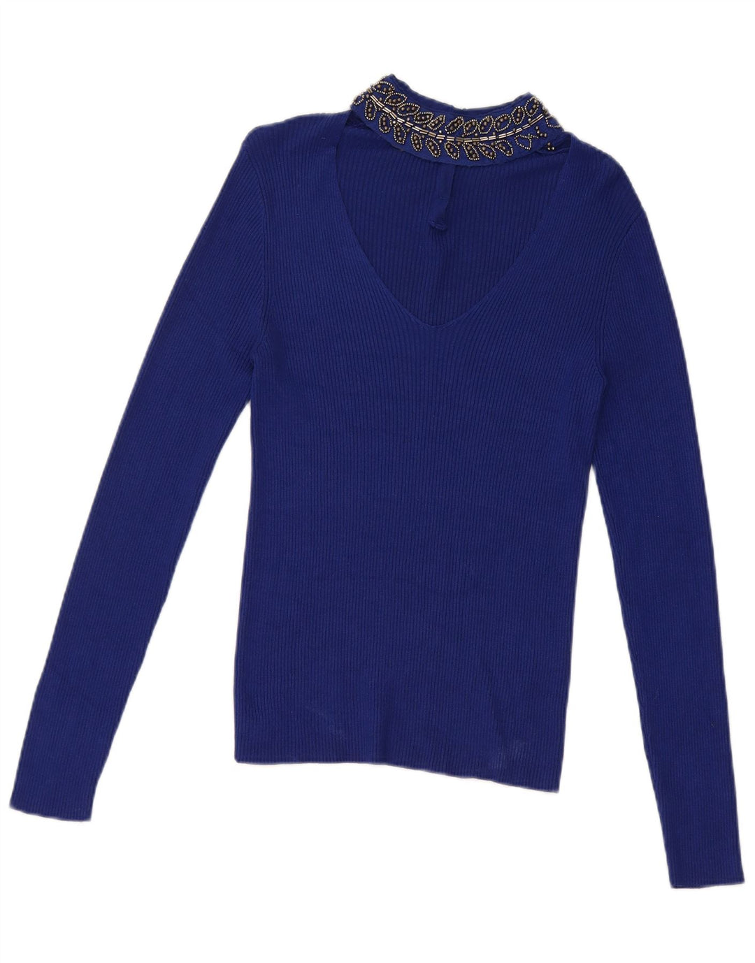 Top curto feminino Oasis Reino Unido 8 viscose azul pequena