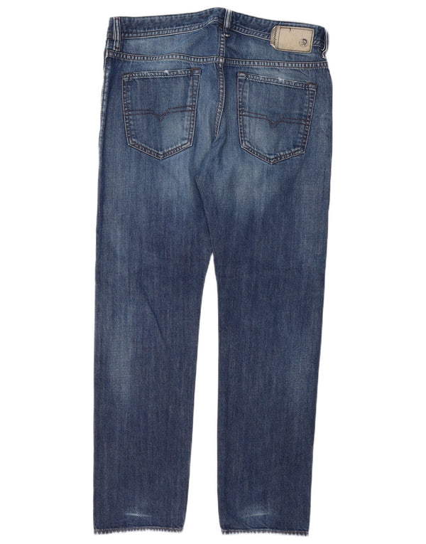 Diesel Mens Buster Regular Slim Tapered Jeans W32 L30 Azul Marinho Algodão