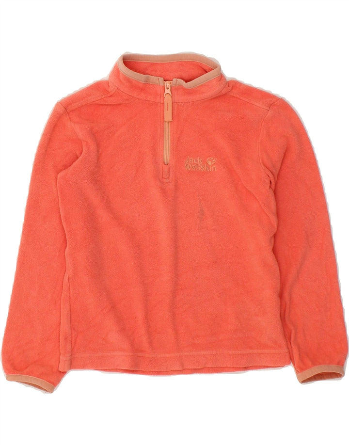 JACK WOLFSKIN Girls Zip Neck Fleece Jumper 5-6 Years Orange Vintage Jack Wolfskin and Second-Hand Jack Wolfskin from Messina Hembry 