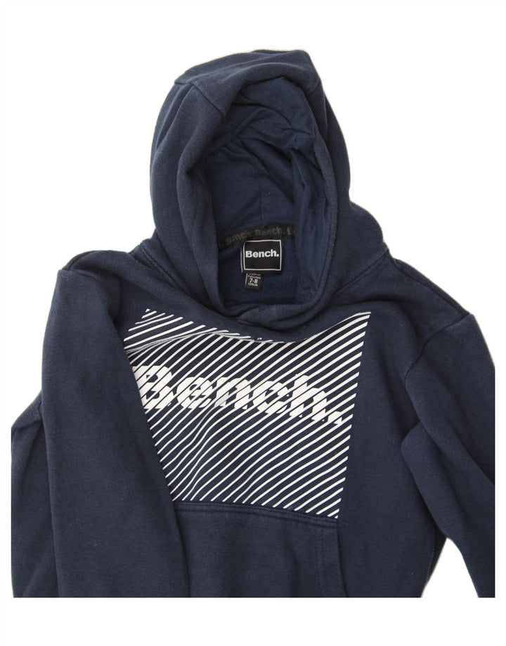 BENCH Boys Graphic Hoodie Jumper 7-8 Years Navy Blue Cotton Vintage Bench and Second-Hand Bench from Messina Hembry 