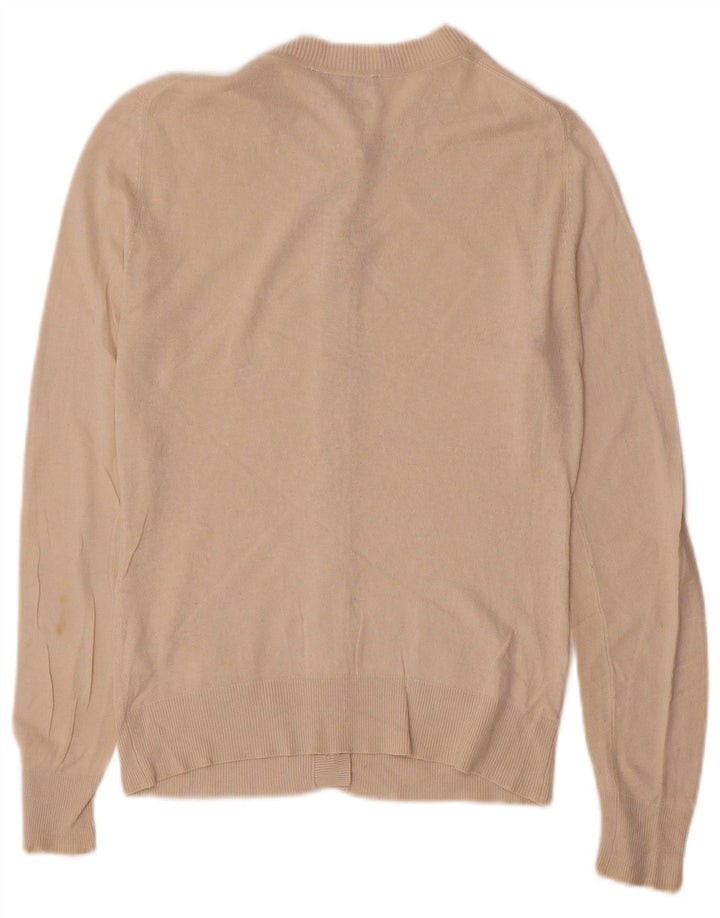 Suéter cardigã feminino Massimo Dutti Reino Unido 12 seda bege médio