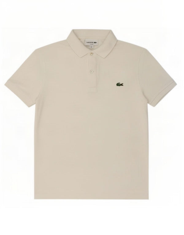 Camisa polo masculina Lacoste Slim Fit tamanho 3 pequeno algodão branco