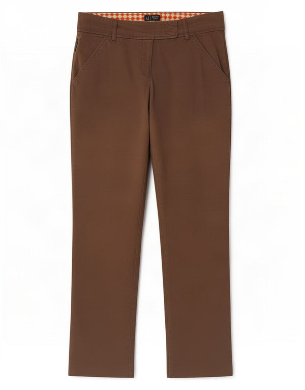 Armani Womens Straight Chino Trousers W30 L31 Brown Cotton