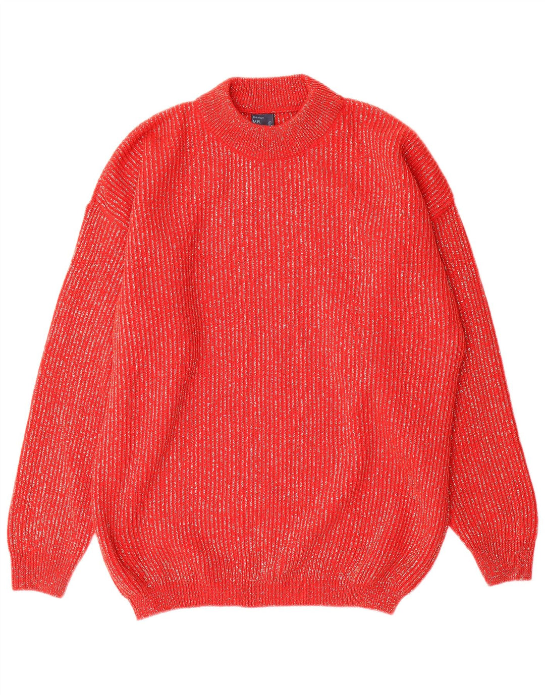 VINTAGE Womens Turtle Neck Jumper Sweater UK 14 Medium Red Pinstripe