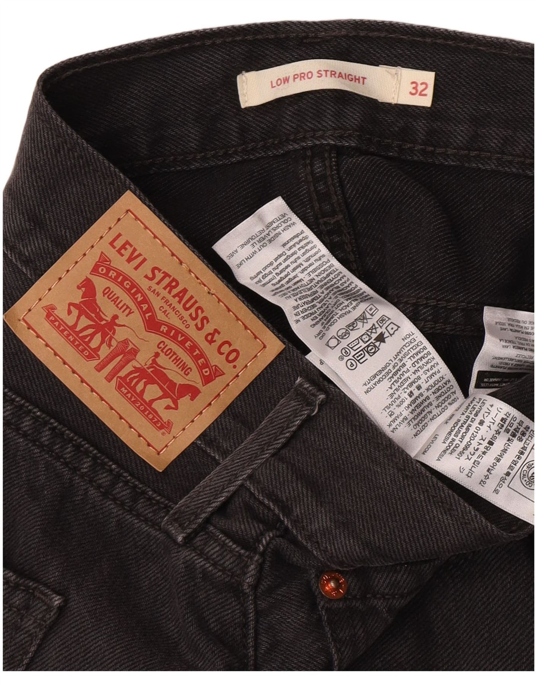 Jeans retos masculinos Levi's W32 L30 algodão cinza