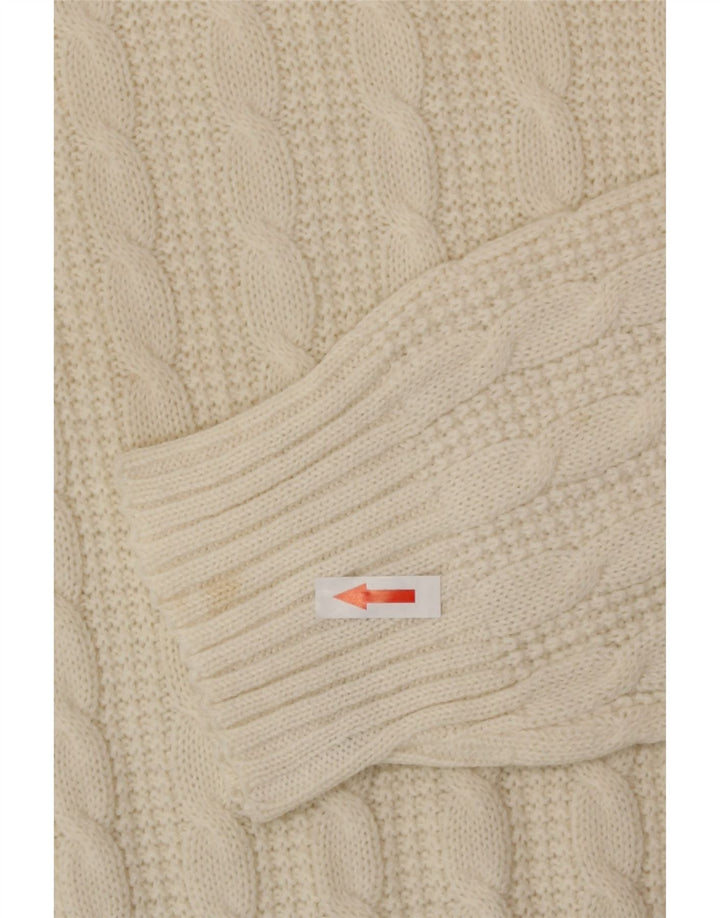 Suéter vintage masculino com gola redonda, médio off white