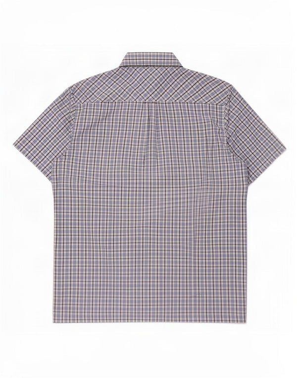 Camisa masculina de manga curta Ben Sherman grande algodão xadrez azul