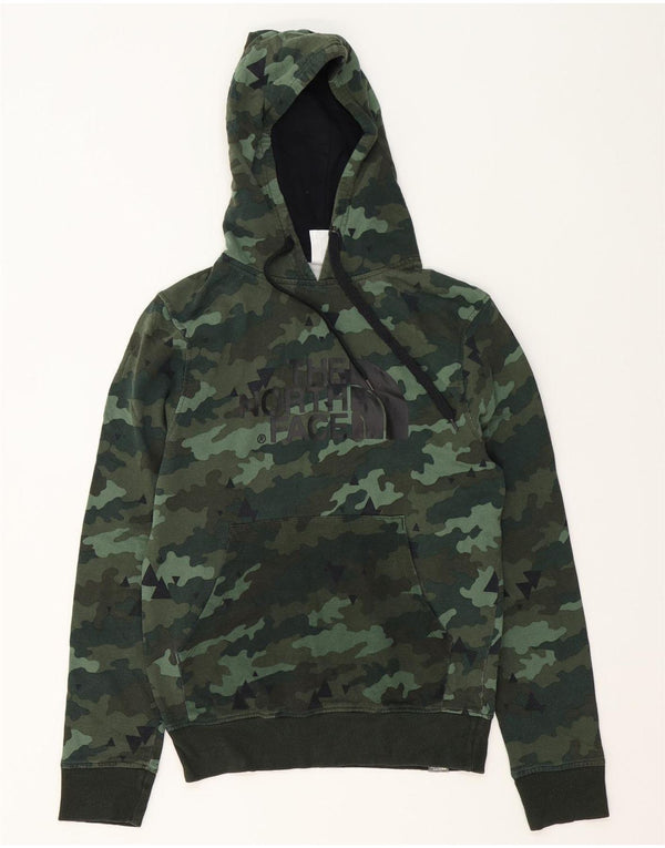 The North Face Mens Graphic Hoodie Jumper XS Verde Camuflagem Algodão